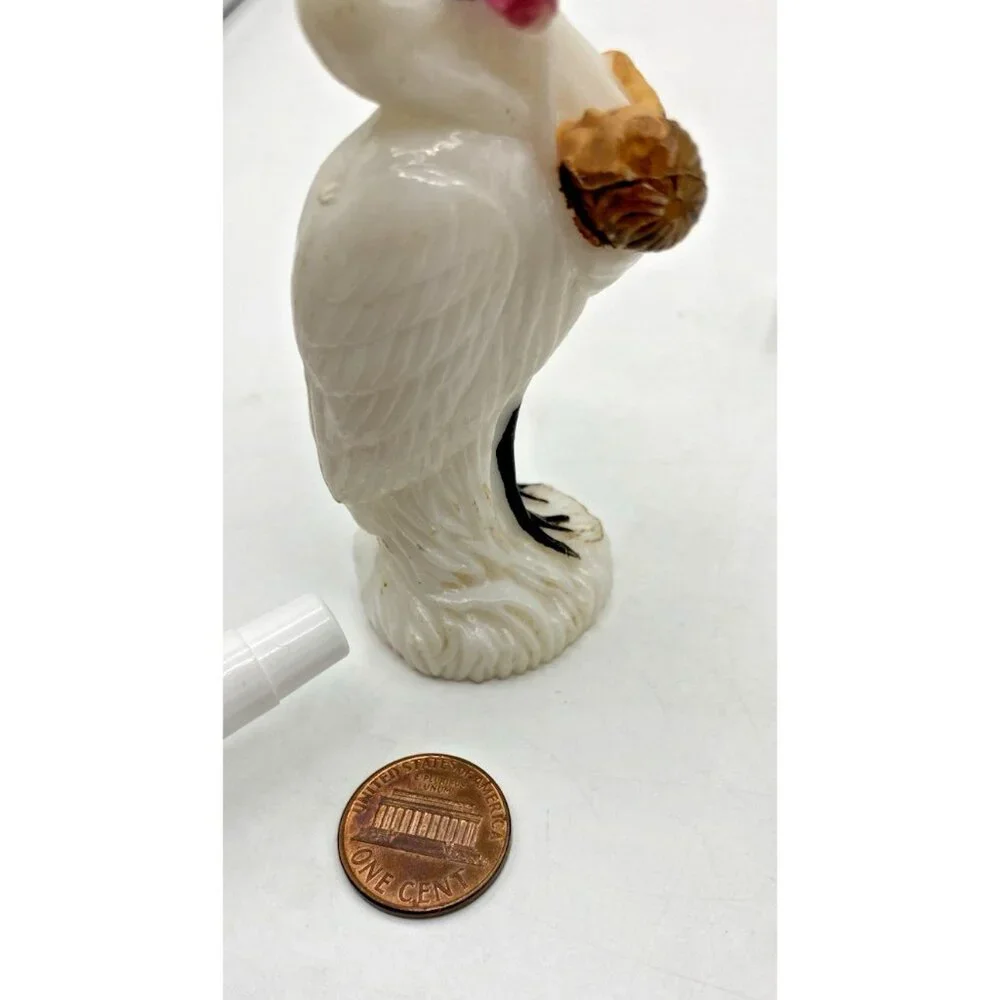 Pair of Vintage 1950s Stork Cake Toppers Pink Blue Celluloid Baby Shower